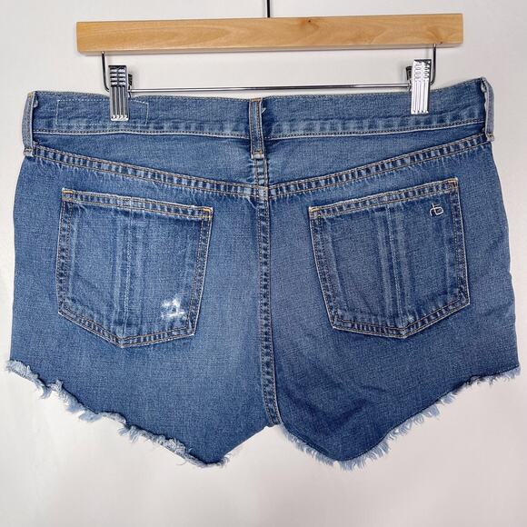 Rag & Bone Womens 28 Cut Off Denim Jean Shorts in Johny Wash Ripped Cotton - Picture 2 of 10